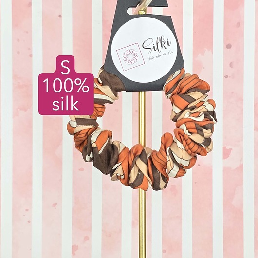 gumki do włosów S wąska gumka jedwabna do włosów jedwab naturalny scrunchie  pomarańczowa