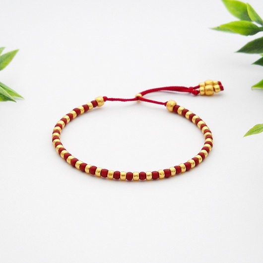 Bransoletka koralikowa Minimal Dots - Red & Gold Ilovehandmade