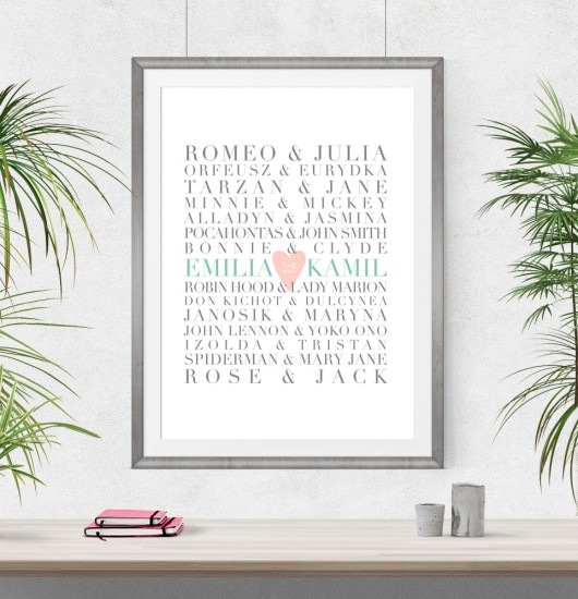 Spersonalizowany Plakat Prezent Ślub- A3 wejustlikeprints