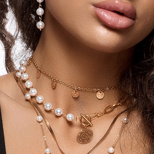 złote naszyjniki Naszyjnik z pereł Half Pearl Chain