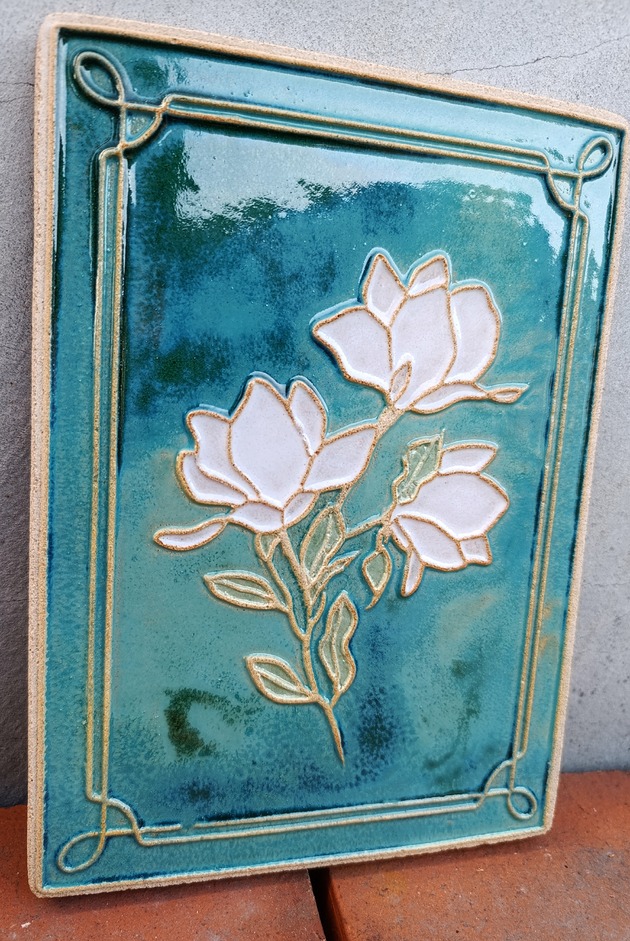 kafle i panele Dekoracyjny kafelek ceramiczny - Magnolie REZERWACJA