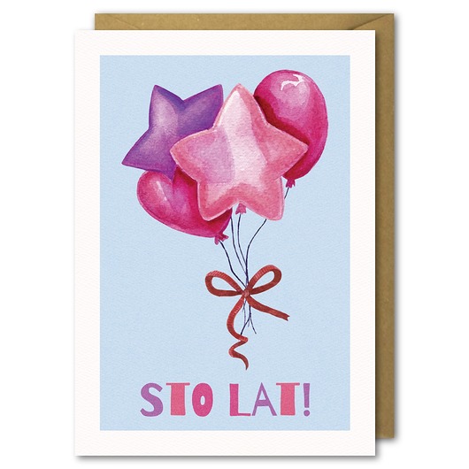Kartka Urodzinowa, Sto Lat Balony PaperFlamingo