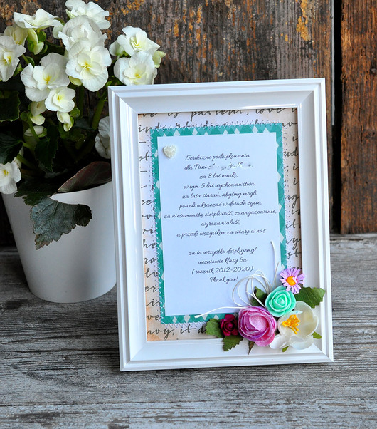 kartki scrapbooking Ramka z podziękowaniami dla nauczyciela