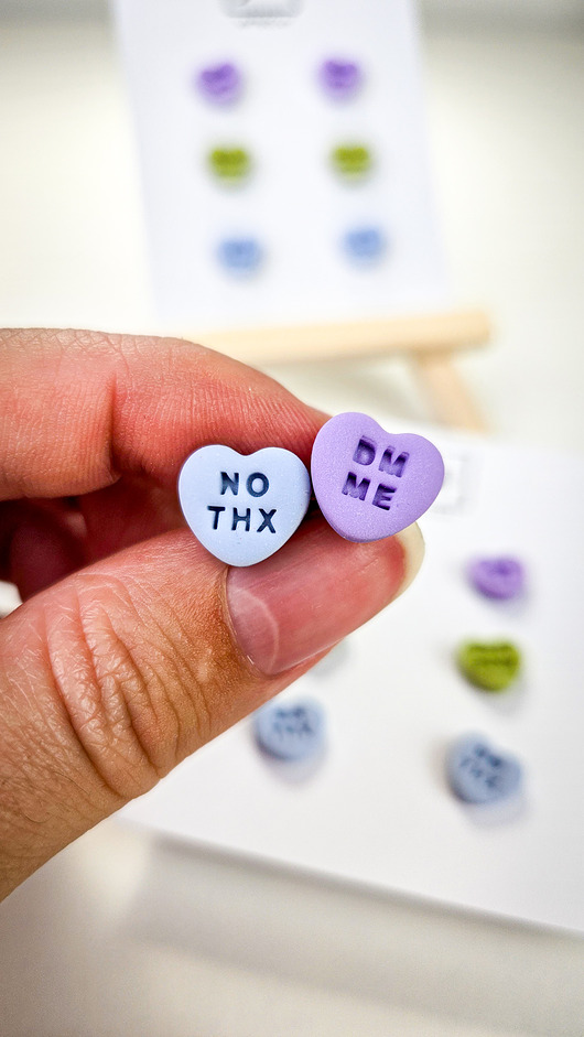 kolczyki z masy plastycznej Kolczyki serduszka zestaw 3 par