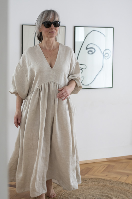 sukienki maxi damskie Lniana sukienka NANA 100% LEN