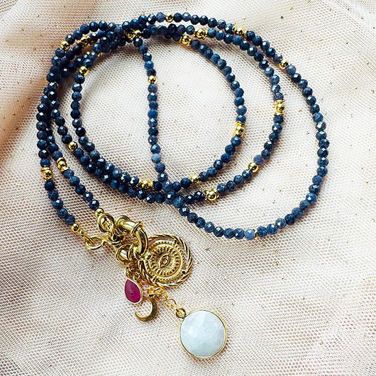 korale NASZYJNIK Rubin SZAFIR,  naszyjnik z szafirów