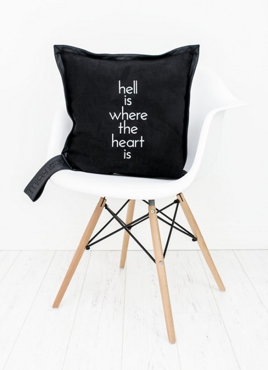 poducha HELL IS WHERE THE HEART IS miau design
