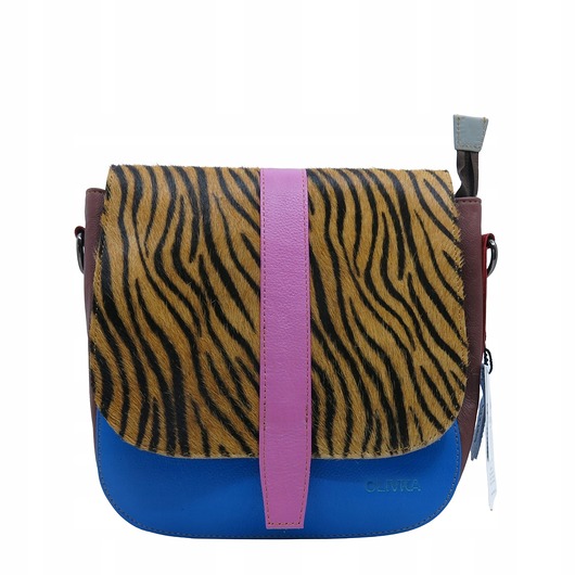 torby na ramię Torebka damska klasyczna skórzana regulowany pasek klapka wzór OLIVKA