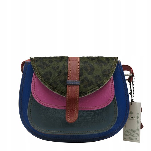 torby na ramię Torebka damska na ramię skórzana pojemna kolorowa ze skrawków eko OLIVKA