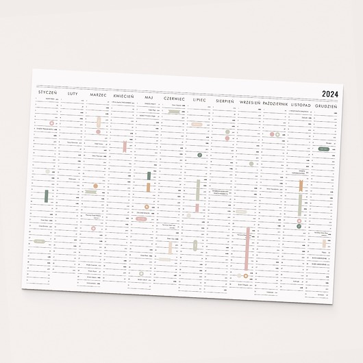 kalendarze i plannery Plakat Kalendarz ścienny 2024 - planer ścienny A2 z naklejkami (bez wieszaka)