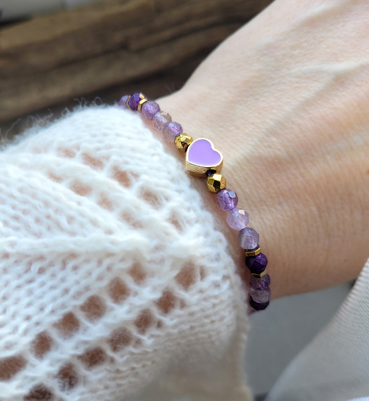 bransoletki z kamieni naturalnych BTS- Army-- I purple you- Lilla- dla fanek kpop i nie tylko