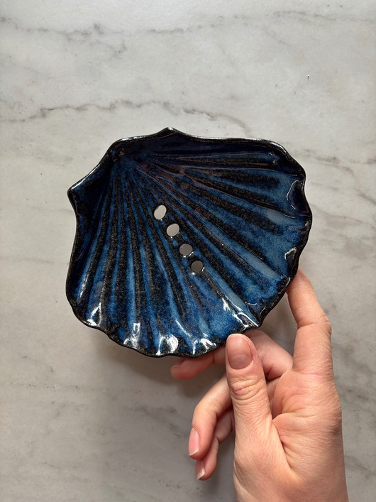 mydelniczki Ceramiczna Mydelniczka z Odpływem Muszelka Muszla Midnight Ocean