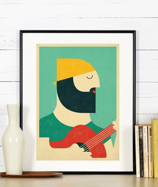 plakaty Gitarzysta, muzyk, plakat A3 w stylu retro