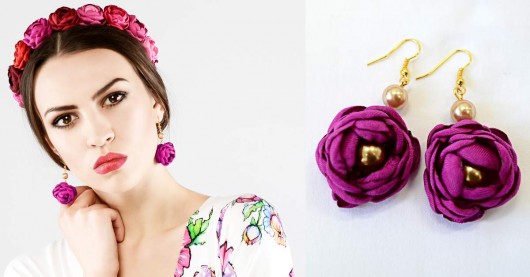 Kolczyki - Róże fuchsia milita nikonorov