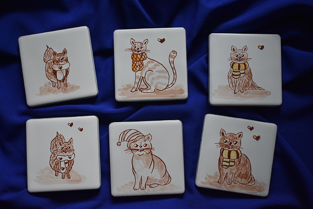 podkładki do kuchni Podkładki pod kubki kafelki koty