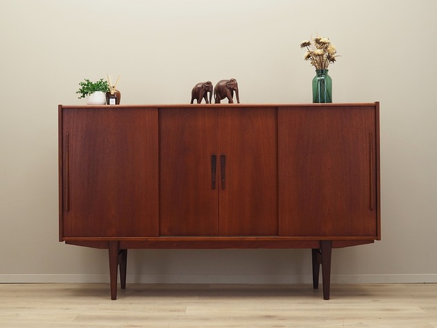 komody Highboard tekowy, duński design, lata 60, produkcja: Dania