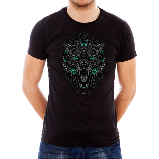 t-shirty męskie Koszulka organiczna z nadrukiem Etniczny wilk 2