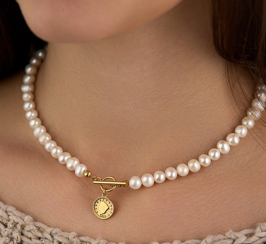 chokery Choker naszyjnik z naturalnych pereł, srebra 925 pozłacanego