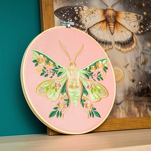 Ozdoby na ścianę Kwiecista ćma floral pink