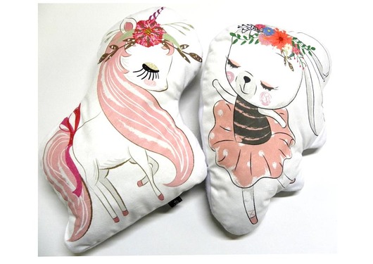 Dwie podusie-zabawki króliczek i jednorożec Gaul Designs