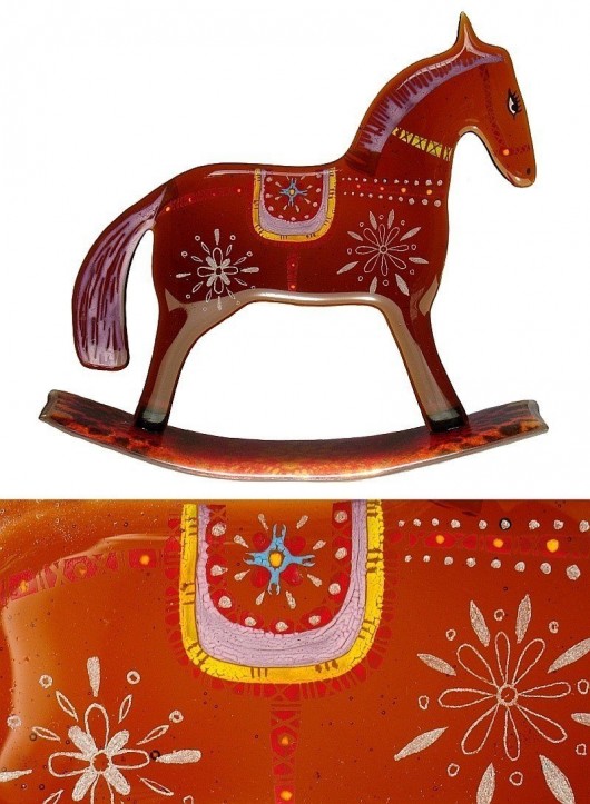 Konik na biegunach KASZTANOWY Borowska Glass Design