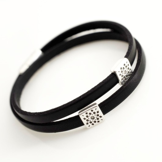 bransoletki skórzane Bransoletka skórzana damska czarna 5mm