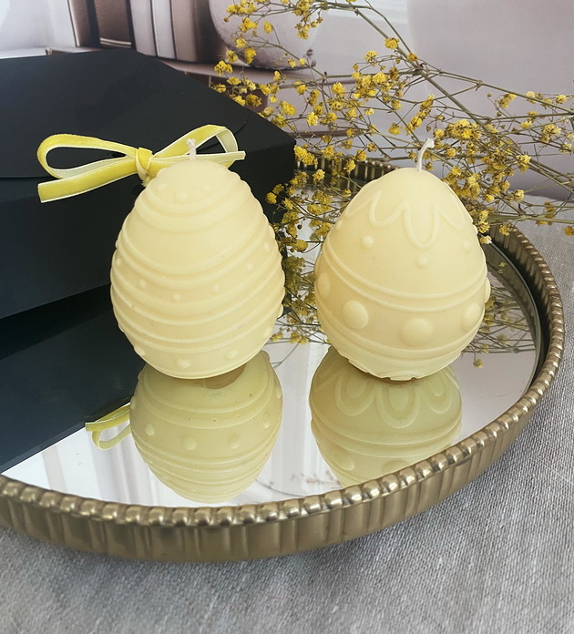 świeczniki i świece Wielkanocny zestaw/ Świece ekologiczne sojowe dekoracyjne jajka wielkanocne