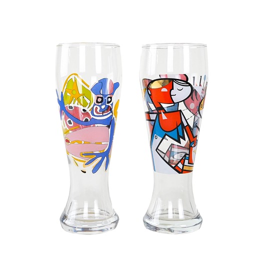 szklanki i kieliszki Komplet szklanek kolekcjonerskich, lata 90,  Maarten Vrolijk, Ritzenhoff