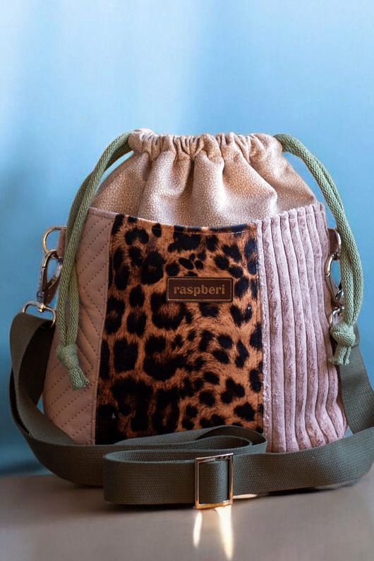 torebki mini Patchworkowa listonoszka z kominem panterka