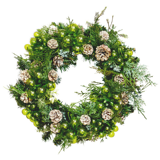 Bożonarodzeniowy wianek z oryginalnymi bombkami Flovers