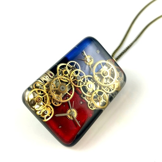 Lost In Time - wisior steampunk - UNIKAT DROBINY CZASU
