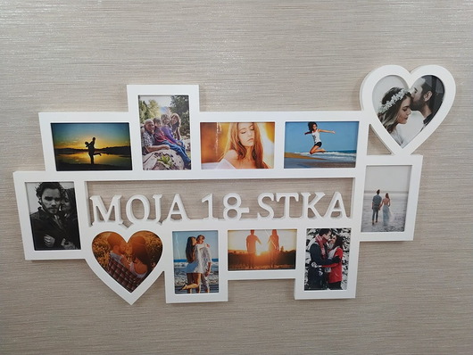 ramki na zdjęcia Multirama ramka na zdjęcia z napisem Moja 18-stka 11 zdj serca