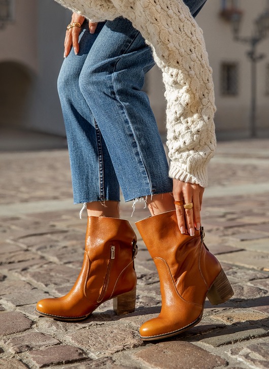 botki damskie SKÓRZANE BOTKI ZAPATO 497 RIDU RETRO