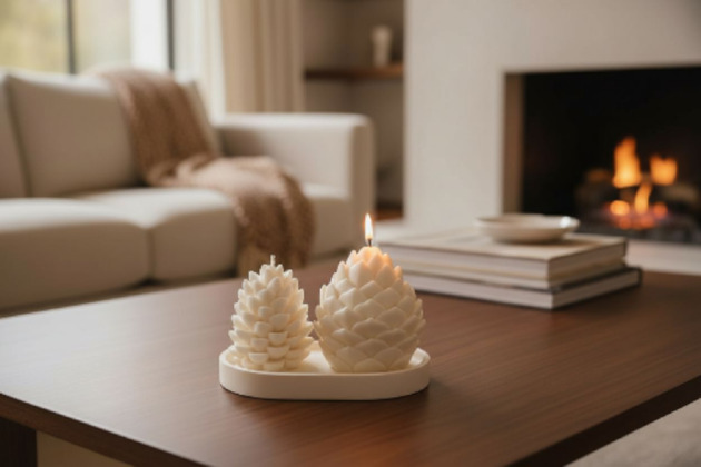 dekoracje świąteczne Zestaw świec dekoracyjnych + podstawka