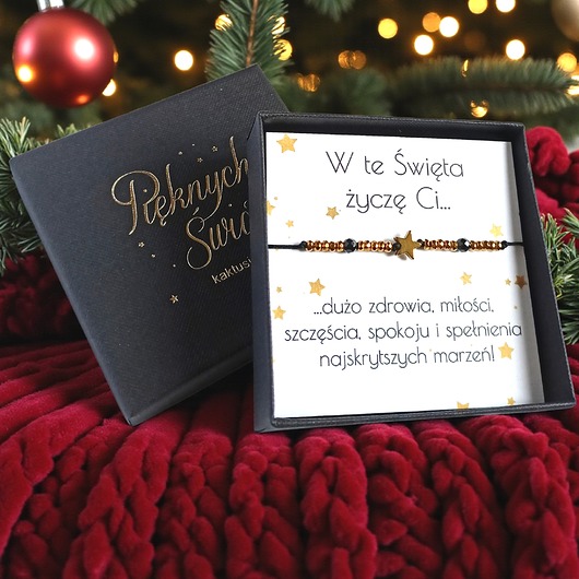 bransoletki z kamieni naturalnych Świąteczna bransoletka - pomysł na prezent - świąteczne pudełko - glam