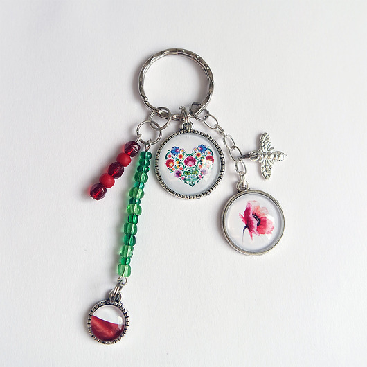 breloki Breloczek - Serce folk, mak, flaga