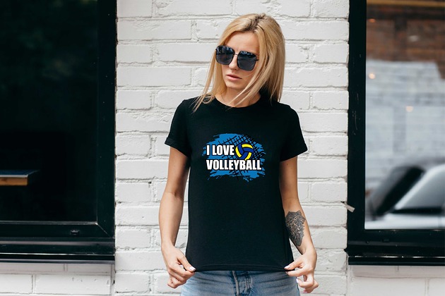 t-shirt damskie Koszulka damska organiczna I LOVE VOLLEYBALL