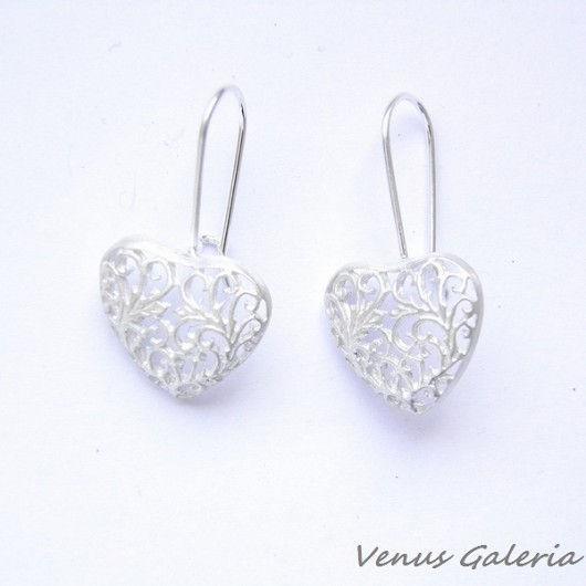 Kolczyki srebrne - Heart white VENUS GALERIA