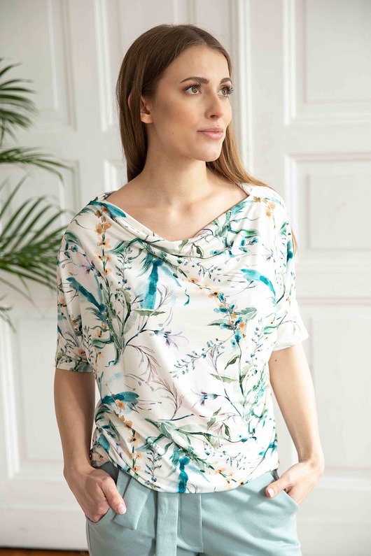 Bluzka ORCHIDEA print ecru By Your Side