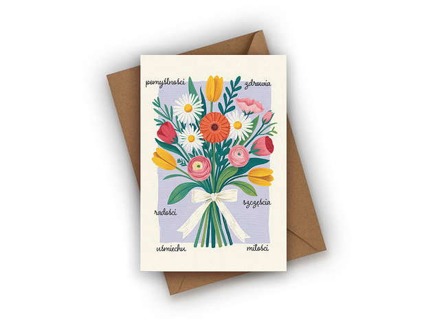 kartki okolicznościowe - wydruki Kartka okolicznościowa- Bukiet z życzeniami