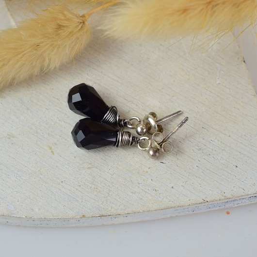 kolczyki srebrne Onyks krople - srebrne kolczyki