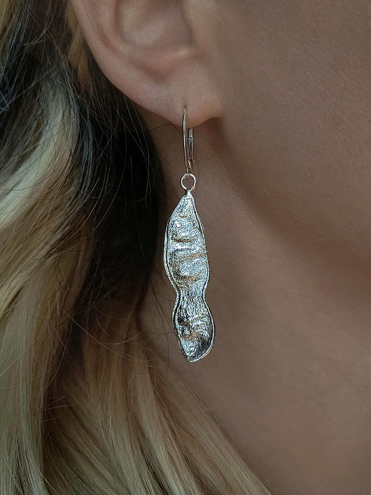 kolczyki srebrne Kolczyki srebrne Strączki Groszek jasne srebro