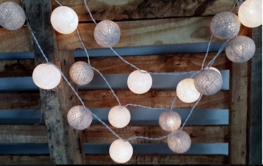 Qule Lampki Cotton Balls Light Silver Moon qule