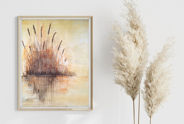 obrazy Oryginalna akwarela. Szuwary 40x50cm