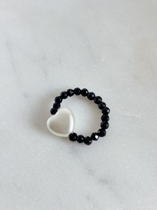pierścionki elastyczne Pierścionek elastyczny Onyks z sercem