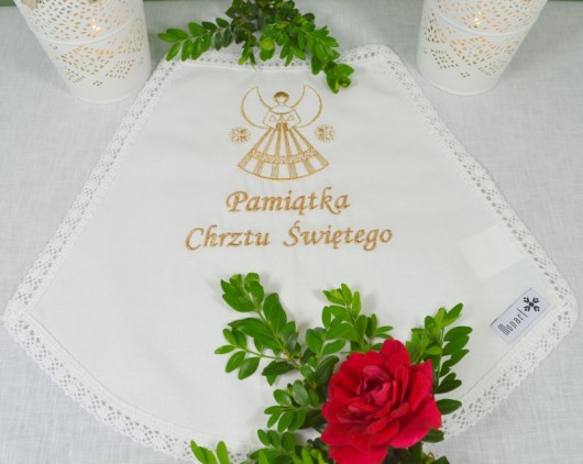 Szatka do chrztu ANIOŁ złoty L Monart