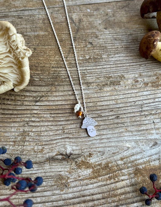 srebrne naszyjniki Happy Amanita - Muchomor - Naszyjnik - Grzybek