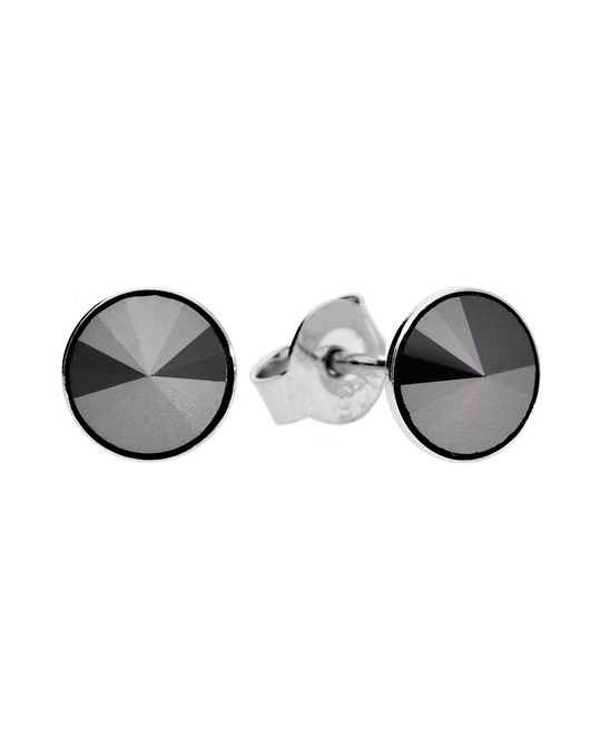 kolczyki swarovski Małe kolczyki sztyfty metaliczne czarne oczka