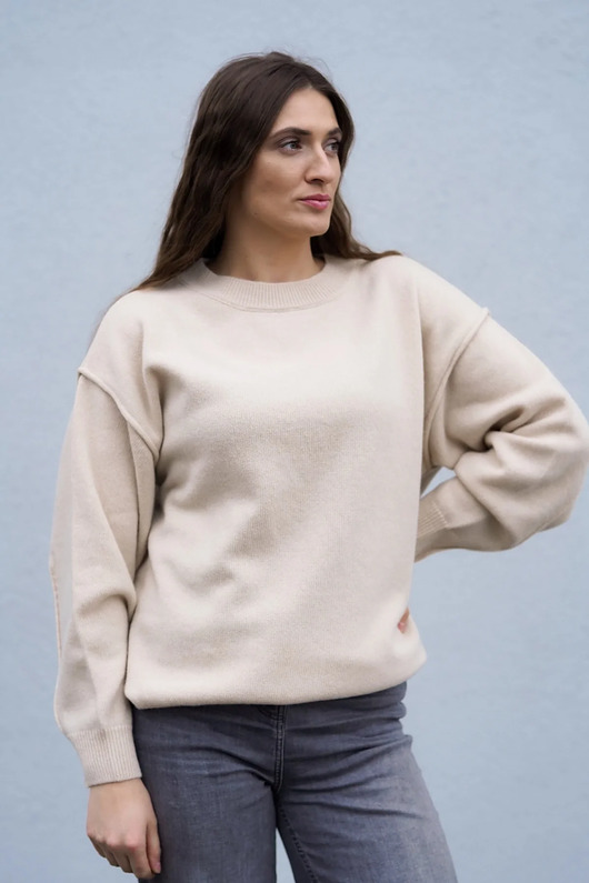 swetry damskie Sweter Cashmere Hug Ciepły Beż