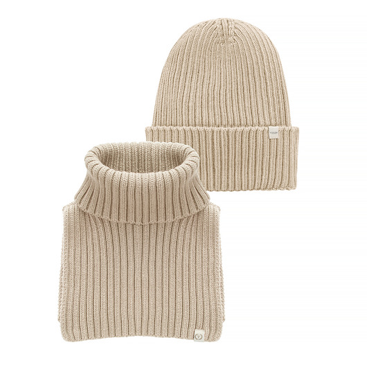 czapki dziecięce Komplet czapka i komin/golf BEIGE 3-6 lat